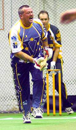 Peter Neville playing for the Victorian State indoor cricket team